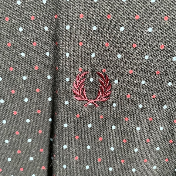 Navy/Light Blue/Maroon Polka Dot Fred Perry Polo - Picture 3 of 5